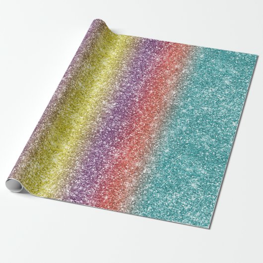 Rainbow Glitter  Cadeaupapier (Uitgerold)