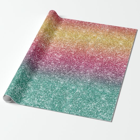 Rainbow Glitter Cadeaupapier (Uitgerold)