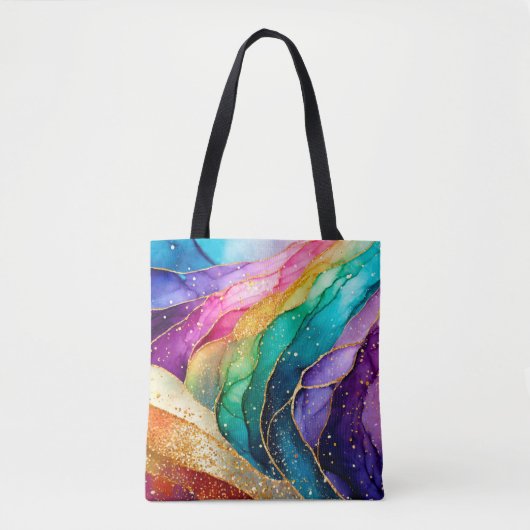 Rainbow Glitter Canvas tas (Voorkant)