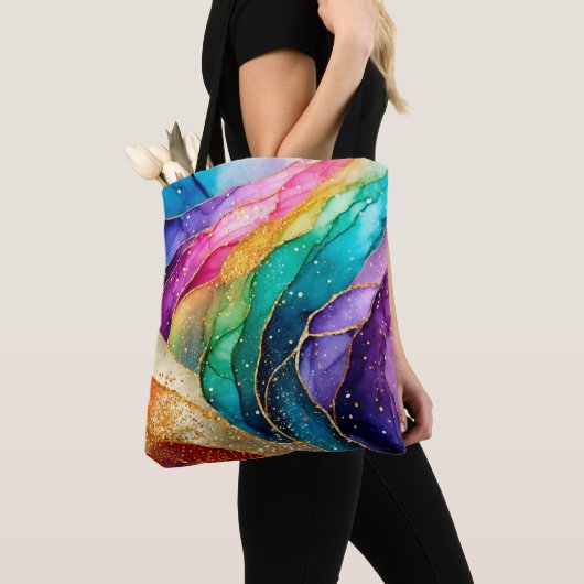 Rainbow Glitter Canvas tas (Dichtbij)