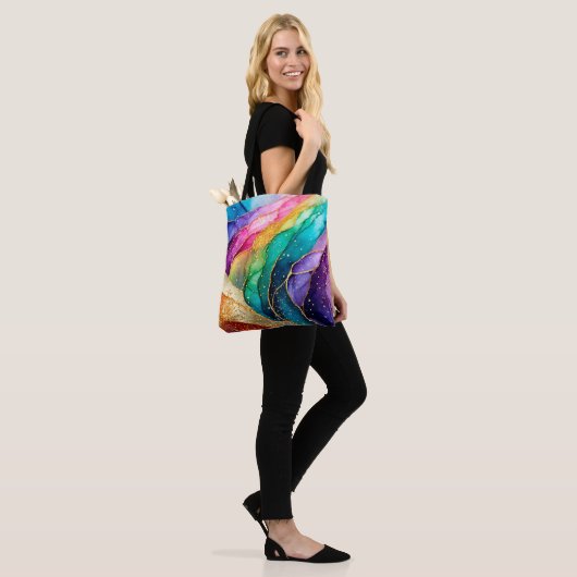 Rainbow Glitter Canvas tas (Op model)