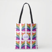 Rainbow Glitter Cats Cute Fun Pattern Tote Bag (Voorkant)