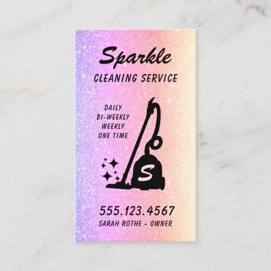 Rainbow Glitter Cleaning Service Housekeeper Contactkaartje (Voorkant)