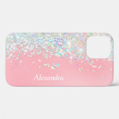 Rainbow Glitter Confetti Star Shine Pink Case-Mate iPhone Case (Achterkant (horizontaal))