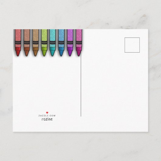 Rainbow Glitter Crayon Cute Save the Date Birthday Aankondigingskaart (Achterkant)