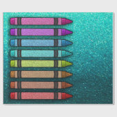 Rainbow Glitter Crayon First Birthday Baby shower Cadeaupapier (Vlak)