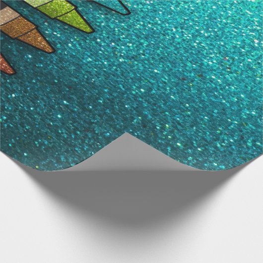 Rainbow Glitter Crayon First Birthday Baby shower Cadeaupapier (Hoek)