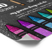 Rainbow Glitter Crayon First Birthday Baby shower Poster (Hoek)