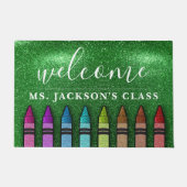 Rainbow Glitter Crayons Teacher Classroom School Deurmat (Voorkant)