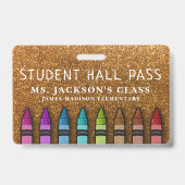 Rainbow Glitter Crayons Teacher School Hall Badge (Achterkant)