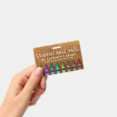 Rainbow Glitter Crayons Teacher School Hall Badge (Handheld)