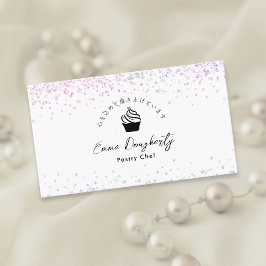 Rainbow Glitter Cupcake Logo Pastry Chef Visitekaartje