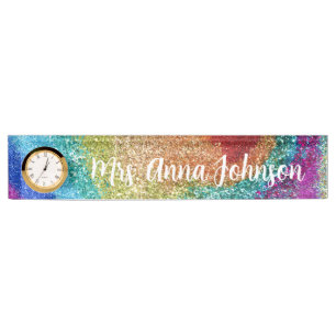 Rainbow Glitter Desk Name Bord Naambordje