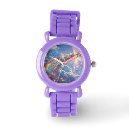Rainbow Glitter digitale kunst Horloge