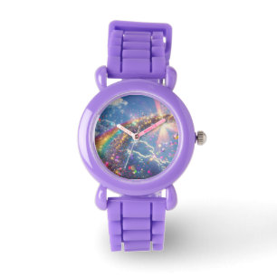 Rainbow Glitter digitale kunst Horloge