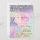 Rainbow Glitter Dress Diamonds 18th Birthday Kaart (Voorkant)