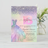 Rainbow Glitter Dress Diamonds 18th Birthday Kaart (Staand voorkant)