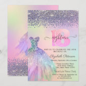 Rainbow Glitter Dress Diamonds 18th Birthday Kaart (Voorkant / Achterkant)