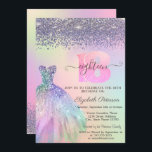 Rainbow Glitter Dress Diamonds 18th Birthday Kaart<br><div class="desc">Elegante jurk met diamanten op de holografische achtergrond.</div>