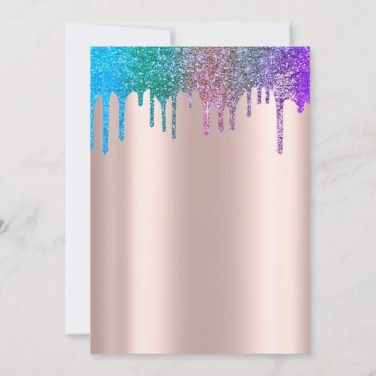 Rainbow Glitter Drift Roos Gold Quinceañera Kaart (Achterkant)