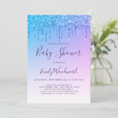 Rainbow Glitter Drip Baby shower Invitation (Staand voorkant)
