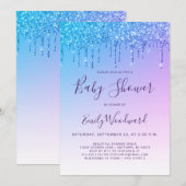 Rainbow Glitter Drip Baby shower Invitation (Voorkant / Achterkant)
