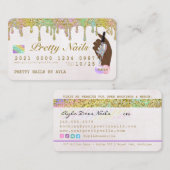 Rainbow Glitter Drip Holographic Nail Tech Credit  Visitekaartje (Voorkant / Achterkant)