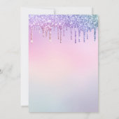 Rainbow Glitter Drip Roze Baby shower Kaart (Achterkant)