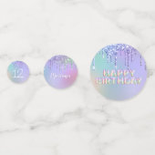 Rainbow Glitter Drips Meisje Verjaardagsfeest Confetti (Voorkanten)