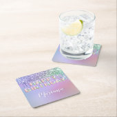 Rainbow Glitter Drips Meisje Verjaardagsfeest Kartonnen Onderzetters (Insitu)