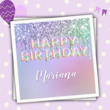 Rainbow Glitter Drips Meisje Verjaardagsfeest