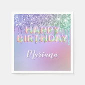 Rainbow Glitter Drips Meisje Verjaardagsfeest Servet (Voorkant)