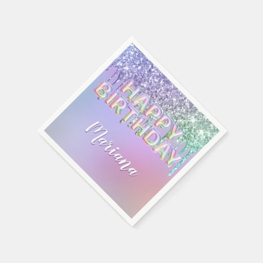 Rainbow Glitter Drips Meisje Verjaardagsfeest Servet (Hoek)