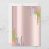 Rainbow Glitter Drips Roos Gold 18e verjaardag Kaart (Achterkant)