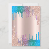 Rainbow Glitter druist roze flamingos Quinceañera Kaart (Achterkant)