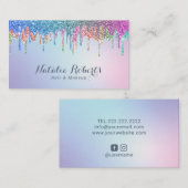 Rainbow Glitter drukt haarpieklijst Makeup Artist Visitekaartje (Voorkant / Achterkant)