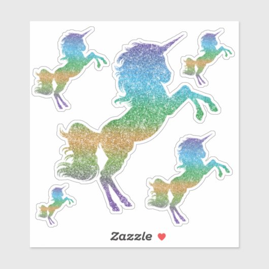 Rainbow Glitter Eenhoorn  Paard Sticker (Vel)