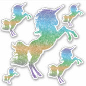 Rainbow Glitter Eenhoorn  Paard Sticker (Voorkant)