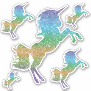 Rainbow Glitter Eenhoorn Paard Sticker