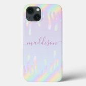 Rainbow Glitter Elegant Script Name Case-Mate iPhone Case (Achterkant)
