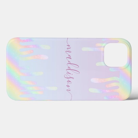 Rainbow Glitter Elegant Script Name Case-Mate iPhone Case (Achterkant (horizontaal))