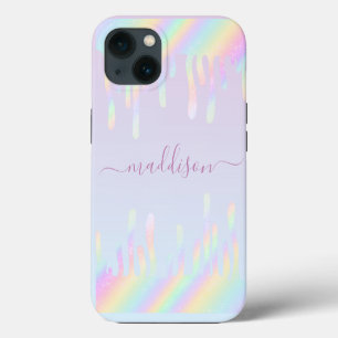 Rainbow Glitter Elegant Script Name iPhone 13 Hoesje