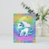 Rainbow Glitter en Moon Unicorn Briefkaart (Staand voorkant)