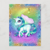 Rainbow Glitter en Moon Unicorn Briefkaart (Voorkant)