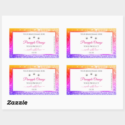 Rainbow Glitter en White Product Packaging Labels (Vel)