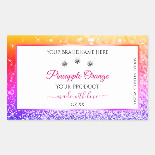 Rainbow Glitter en White Product Packaging Labels (Voorkant)