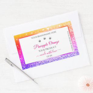 Rainbow Glitter en White Product Packaging Labels