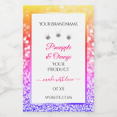 Rainbow Glitter en White Product Packaging Labels Voedselcontainer Etiket (Enkel label)