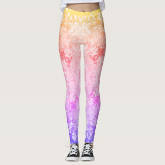 Rainbow Glitter Floral Pattern Leggings