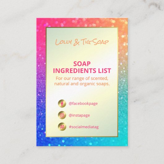 Rainbow Glitter Fragrance Ingredients Visitekaartje (Voorkant)